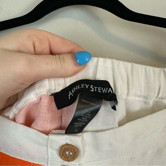 Ashley Stewart | White, Yellow, and Pink Colorblock Button Front Midi Skirt 14 - Picture 4 of 7